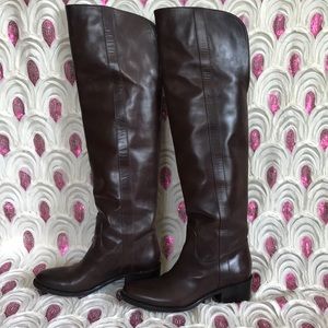 Tall brown leather boots